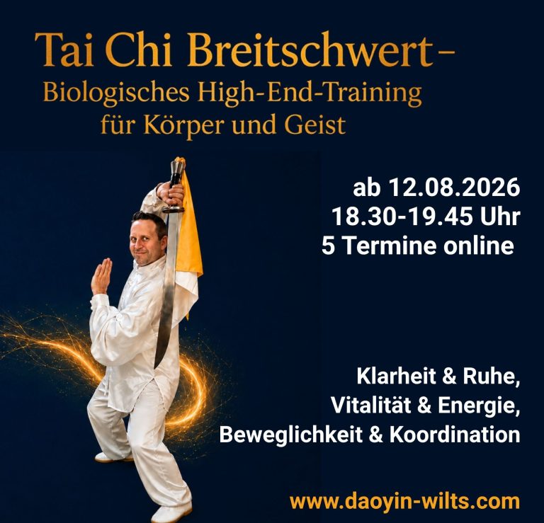 Tai Chi-Workshop-Ankündigung mit Trainingsdetails und Ort.