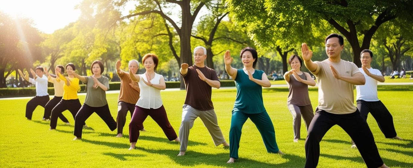 Qi Gong Praktizierende im Park